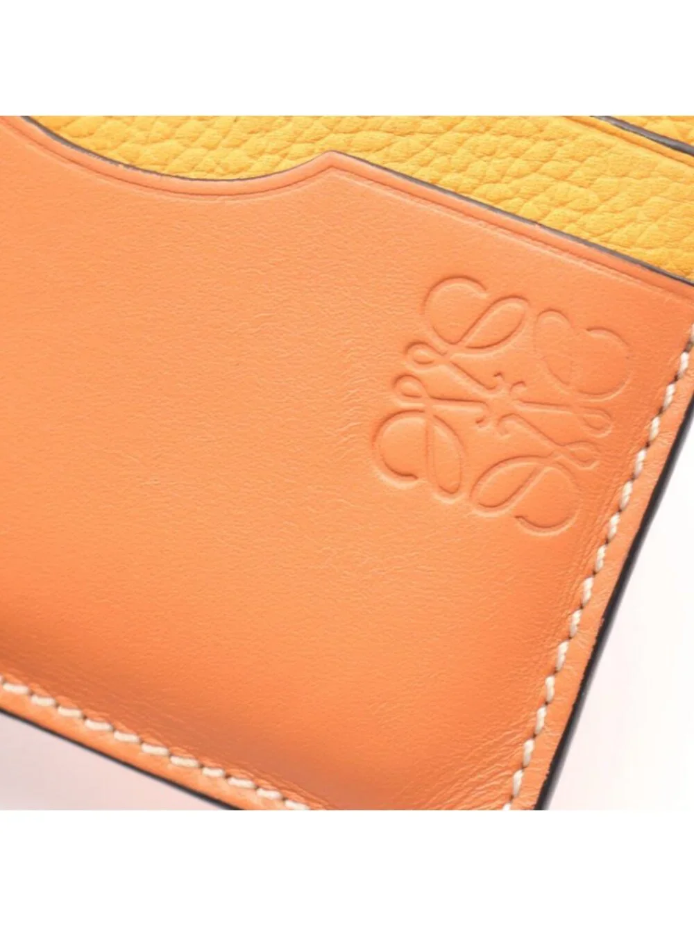 Loewe Coin Case Anagram Square Card Holder with Key Ring Apricot Orange Leather